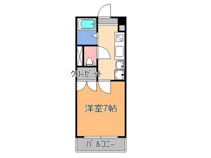 レジデンスカープ宇都宮(1K/2階)の間取り写真