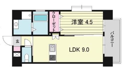 サンハイツ中洲通(1LDK/5階)の間取り写真