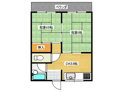 ヴィレッジ(2DK/3階)の間取り写真