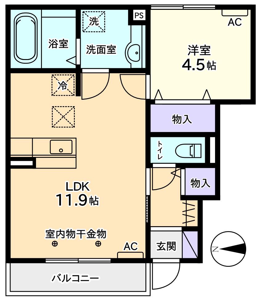 かわせみの里(1LDK/1階)の間取り写真
