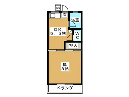 鶴神ハイツ(1DK/2階)の間取り写真