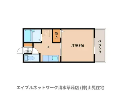 パークサイドII(1K/2階)の間取り写真