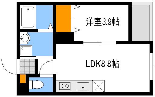 CLE DU BONHEUR (1LDK/1階)の間取り写真