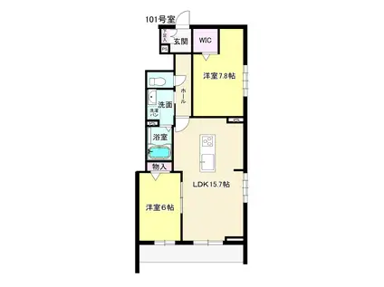 パインズヴィラII(2LDK/1階)の間取り写真