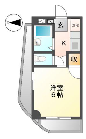 サンマンション大曽根(1K/2階)の間取り写真