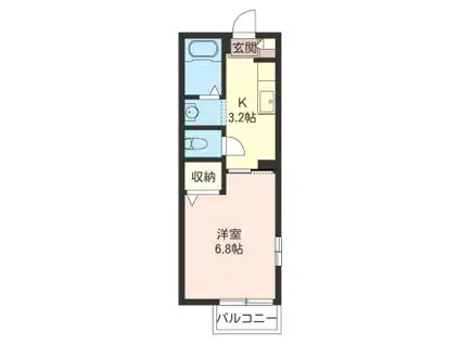 リバティコート(1K/1階)の間取り写真