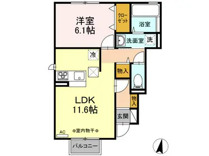 サニーハイムIII(1LDK/1階)の間取り写真