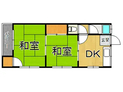 生島ハイツ(2DK/2階)の間取り写真