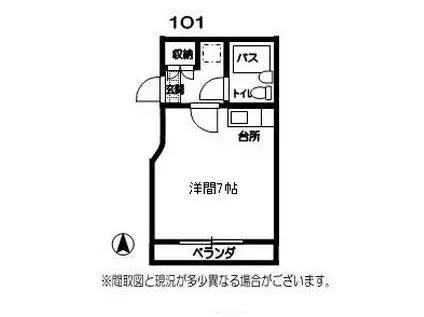 Mフラット(1K/1階)の間取り写真