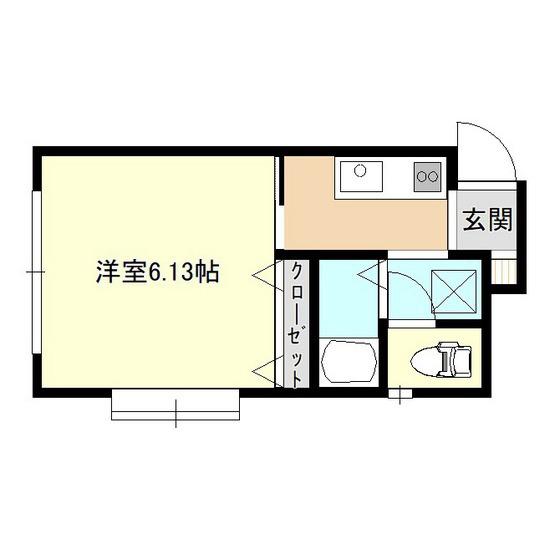 ブランメル名須川(1K/2階)の間取り写真