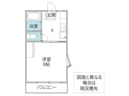 ロイヤルコート元吉田I(1K/2階)の間取り写真