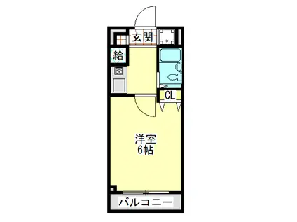 マリオン伊予三島(1K/6階)の間取り写真