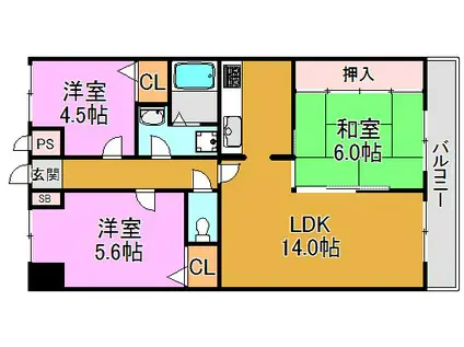 パークサイドヨシタ(3LDK/3階)の間取り写真