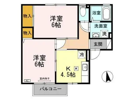 ボナール・ナカザワ B(2K/1階)の間取り写真