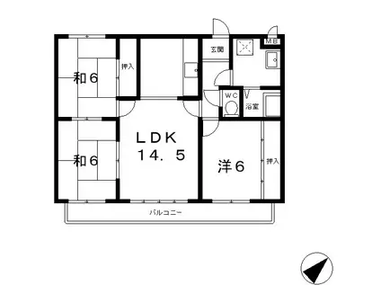 シャトープリローダⅡ(3LDK/3階)の間取り写真