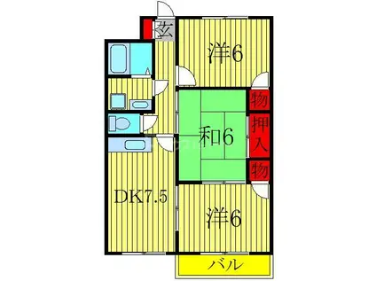 第1パークマンション西原(3DK/3階)の間取り写真