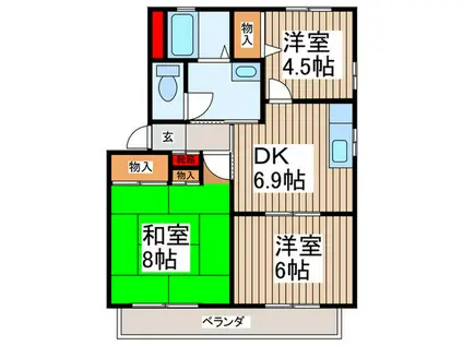 サンハイツ南浦和(3DK/1階)の間取り写真