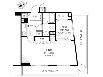 スカーラ文京本郷スカイプラザ(1LDK/9階)の間取り写真