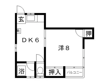 新和ハイツ(1DK/1階)の間取り写真