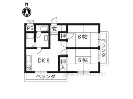 コープキザキ(2DK/2階)の間取り写真