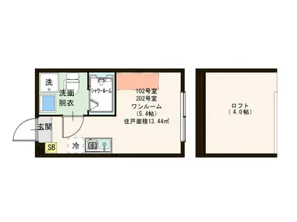 ハーモニーテラス・リッツハウス上石神井(ワンルーム/1階)の間取り写真