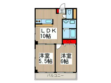 弥生マンション(2LDK/2階)の間取り写真