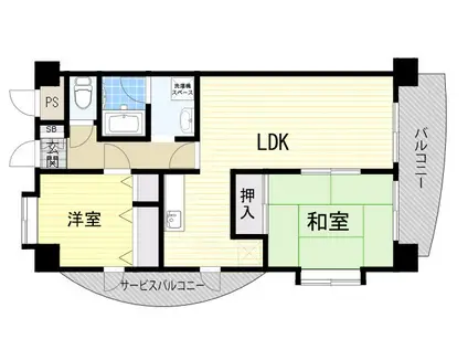 ペガサスⅡ番館住之江(2LDK/9階)の間取り写真