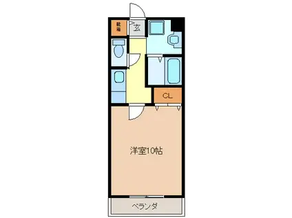 亀山マンションB棟(1K/3階)の間取り写真