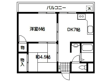 南高円寺コーポ(2DK/3階)の間取り写真