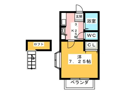 パルテール(1K/2階)の間取り写真