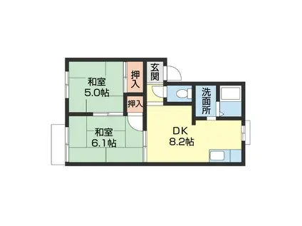 タウニィ寿里(2DK/1階)の間取り写真
