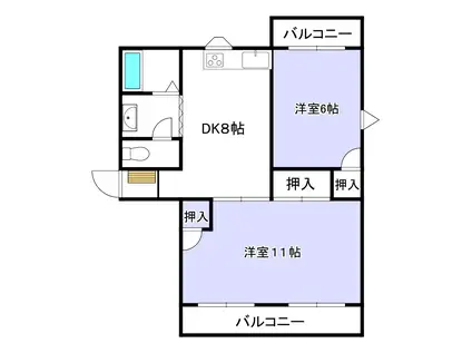 サンビレッジ90(2DK/3階)の間取り写真