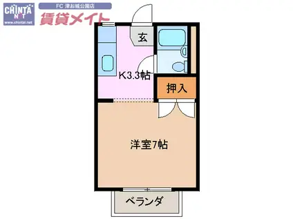タウニィエリートB(1K/2階)の間取り写真
