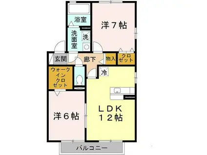 ディアコート91(2LDK/2階)の間取り写真