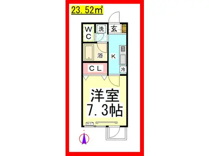 SM パル湘南台(1K/3階)の間取り写真