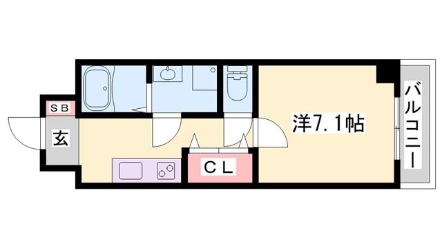 CAPITAL.I姫路(1K/6階)の間取り写真