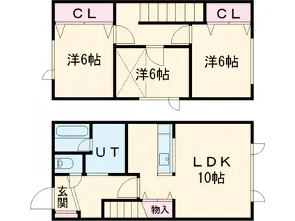 桜木1棟2戸(3LDK/1階)の間取り写真