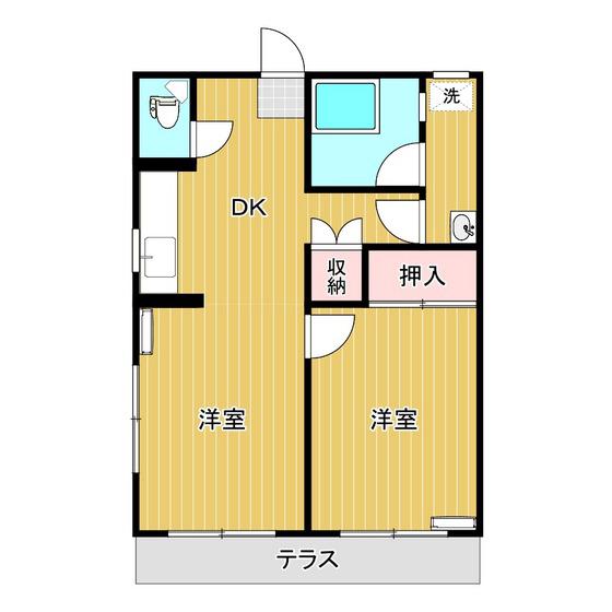 ホワイトマンション(2DK/1階)の間取り写真