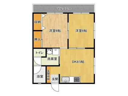 FUJIパルク(2LDK/4階)の間取り写真