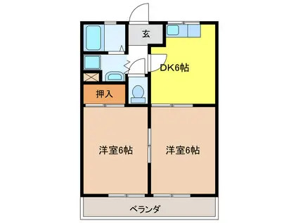 エクシードASANO(2DK/2階)の間取り写真
