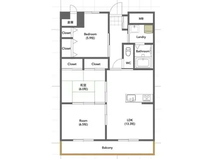 HIGH ART(3LDK/2階)の間取り写真