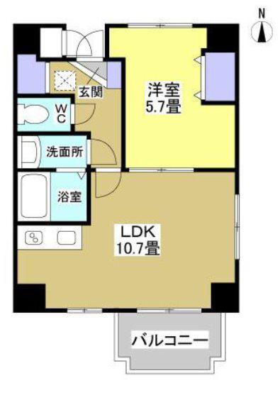 ザ・レジデンス元魚(1LDK/5階)の間取り写真