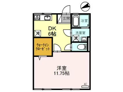 POPO(1DK/2階)の間取り写真