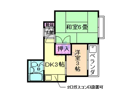 サニープラザ(2DK/2階)の間取り写真