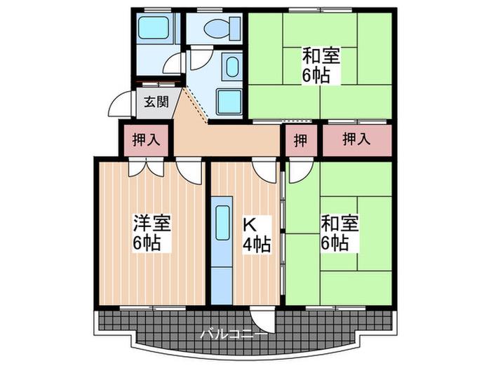 新田マンション(3K/1階)の間取り写真