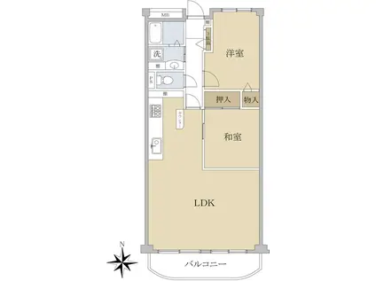 夙川グリーンタウン南棟(2LDK/7階)の間取り写真
