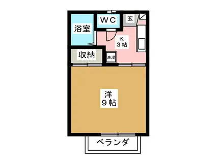 フォーブル妻科(1K/2階)の間取り写真