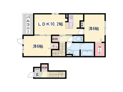 エスペランサ中仁野V(2LDK/2階)の間取り写真