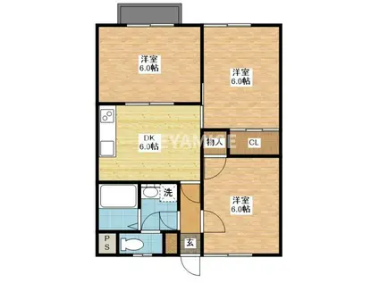 コーポ村松(3DK/2階)の間取り写真