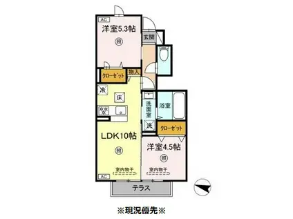 プレジール(2LDK/1階)の間取り写真
